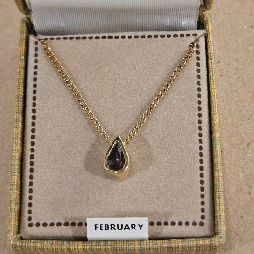 Vintage February  birthstone necklace 16 inch chain